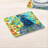 Pfau II Rechteckiger Pappuntersetzer (angewinkelt)