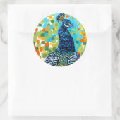 Pfau II Runder Aufkleber (Tasche)