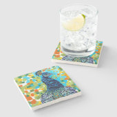 Pfau II Steinuntersetzer (Seitenansicht)