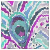 Pfau Ikat Aquarell-Muster Stoff (Nahaufnahme)