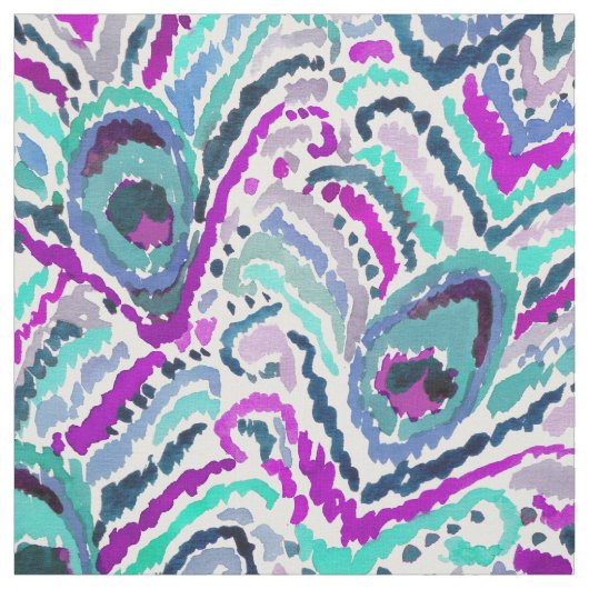 Pfau Ikat Aquarell-Muster Stoff (Muster)