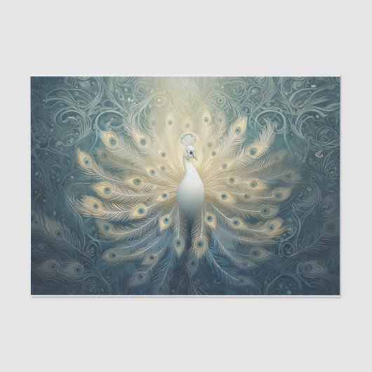 Pfau im Blut, weiße Federn, Eleganz Seidenpapier (Vorderseite)