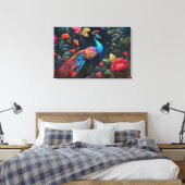 Pfau im Garten der Rose Leinwanddruck (Insitu (Schlafzimmer))