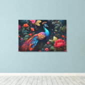 Pfau im Garten der Rose Leinwanddruck (Insitu (Holzboden))
