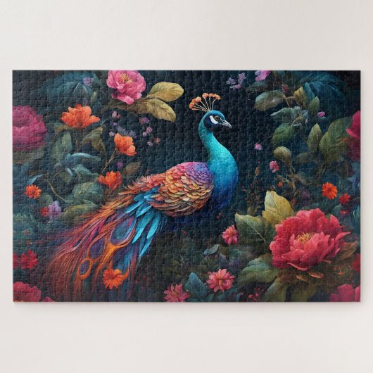 Pfau im Garten der Rose Puzzle (Horizontal)