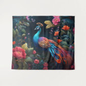 Pfau im Garten der Rose Wandteppich (Vorderseite (Horizontal))