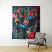 Pfau im Garten der Rose Wandteppich (Beispiel)