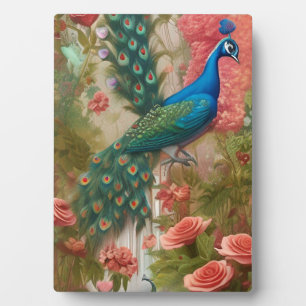 Pfau im Gartenpark Apricot Rose Fotoplatte