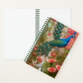 Pfau im Gartenpark Apricot Rose Notizblock (Innen)