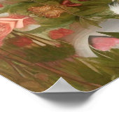 Pfau im Gartenpark Apricot Rose Poster (Ecke)