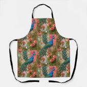 Pfau im Gartenpark Apricot Rose Schürze (Vorderseite)