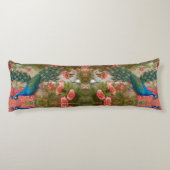 Pfau im Gartenpark Apricot Rose Seitenschläferkissen (Rückseite)