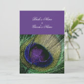Pfau im lila Hochzeitsthema - Erstellen Sie Ihre e Einladung (Stehend Vorderseite)