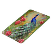 Pfau im rosa Garten Magnet (Linke Seite)
