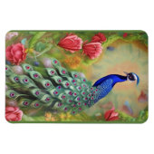 Pfau im rosa Garten Magnet (Horizontal)