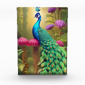 Pfau im Rosa-Gartenwald Fotoblock (Vorderseite)