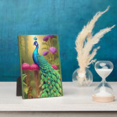 Pfau im Rosa-Gartenwald Fotoplatte (Seite)