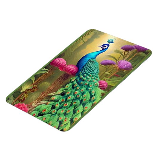 Pfau im Rosa-Gartenwald Magnet (Linke Seite)