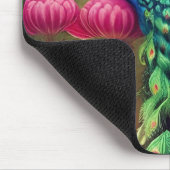 Pfau im Rosa-Gartenwald Mousepad (Ecke)