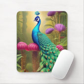 Pfau im Rosa-Gartenwald Mousepad (Mit Mouse)