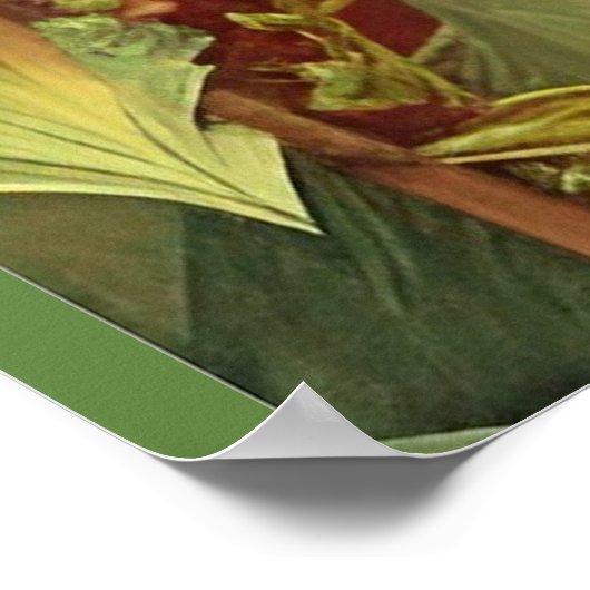 Pfau im Rosa-Gartenwald Poster (Ecke)