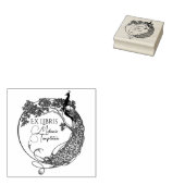 Pfau im Round Frame Art Nouveau Ex Libris Name Gummistempel (Stempel)