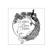 Pfau im Round Frame Art Nouveau Ex Libris Name Gummistempel (Prägung)