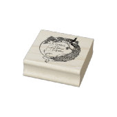 Pfau im Round Frame Art Nouveau Ex Libris Name Gummistempel (Stempel)