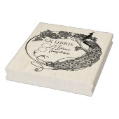 Pfau im Round Frame Art Nouveau Ex Libris Name Gummistempel (Stempel)