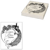 Pfau im Round Frame Art Nouveau Ex Libris Name Gummistempel (Stempel)