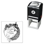 Pfau im Round Frame Art Nouveau Ex Libris Name Permastempel (Beispiel)