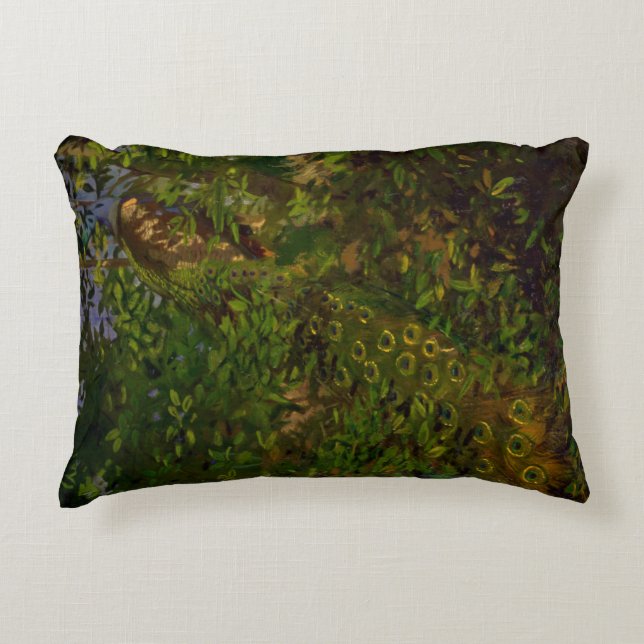 Pfau im Wald (von Abbott Henderson Thayer) Dekokissen (Vorderseite)