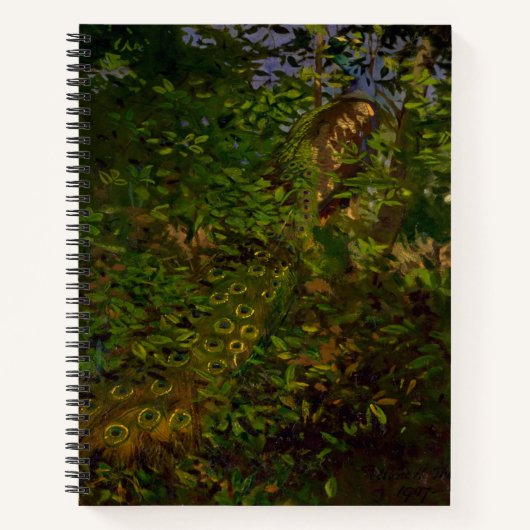 Pfau im Wald (von Abbott Henderson Thayer) Notizblock (Vorderseite)
