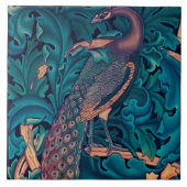 Pfau im Wald, William Morris Keramik Tile Fliese (Vorderseite)