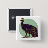 Pfau: Impressionistischer Kongo Hen Button (Vorne & Hinten)
