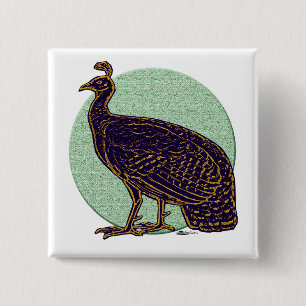 Pfau: Impressionistischer Kongo Hen Button