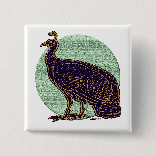 Pfau: Impressionistischer Kongo Hen Button (Vorderseite)