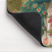 Pfau in Apricot Rose Garden Poster Mousepad (Ecke)