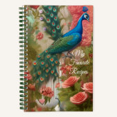 Pfau in Apricot Rose Gartengarten Rezept Notizblock (Vorderseite)