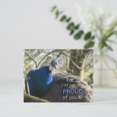 Pfau in Baum PROUD of You! Postkarte (Stehend Vorderseite)