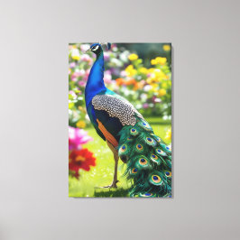 Pfau in Blüte Leinwanddruck