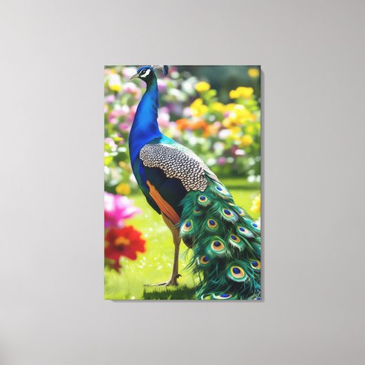 Pfau in Blüte Leinwanddruck (Vorderseite)
