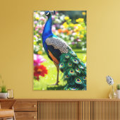 Pfau in Blüte Leinwanddruck (Insitu (Wohnzimmer))