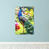 Pfau in Blüte Leinwanddruck (Insitu (Holzboden))