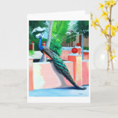 Pfau in der Hood Grußkarte Karte (Gelbe Blume)