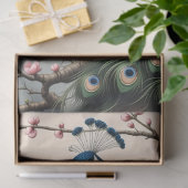 Pfau in einem Kirschblossom Baum Entdeckungsreise Seidenpapier (Geschenk)