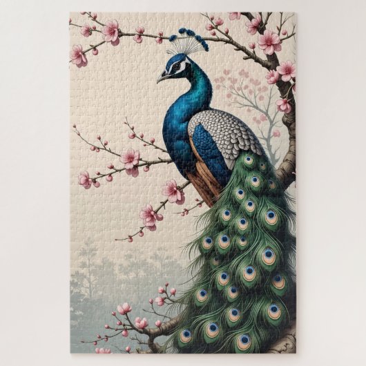 Pfau in einem Kirschblossom Puzzle (Vertikal)