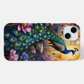 Pfau in floraler Landschaft Case-Mate iPhone Hülle (Rückseite (Horizontal))