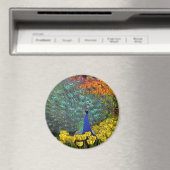 Pfau in Frühlingsblumen #1 Magnet (In Situ (Geschirrspüler))