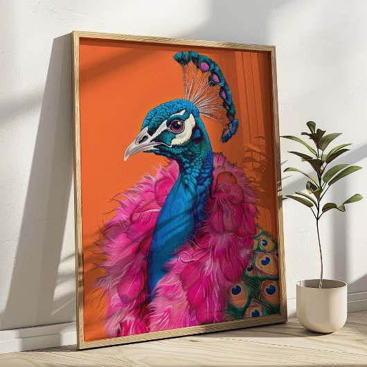 Pfau in Fur Animal Fashion Art Colorful Poster